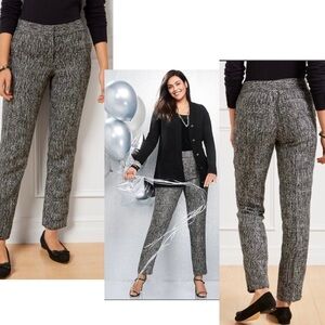 Talbots BLACK WHITE HAMPSHIRE ANKLE PANTS - SEQUIN TWEED Sz 8